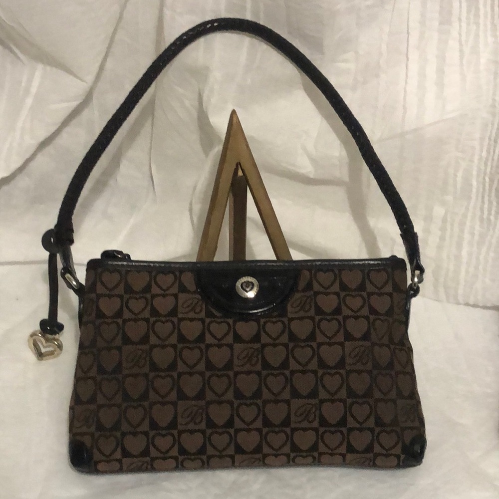 Brighton Brown Heart-Print Shoulder Bag